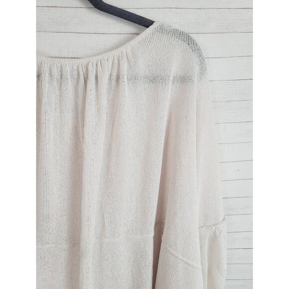 FREE PEOPLE BALLOON SLEEVE GAUZY BOHO SHIRT, SZ SMALL - Picture 9 of 9
